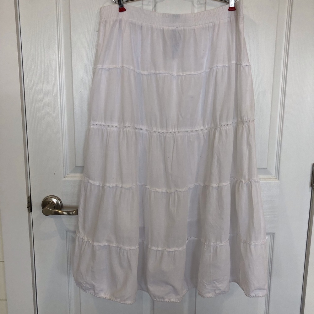 Women's White Tiered A-Line Maxi Skirt